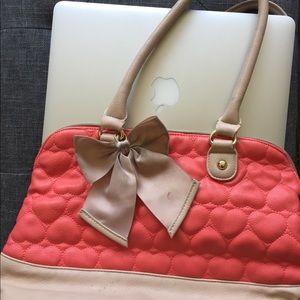 Betsy Johnson coral and sand purse